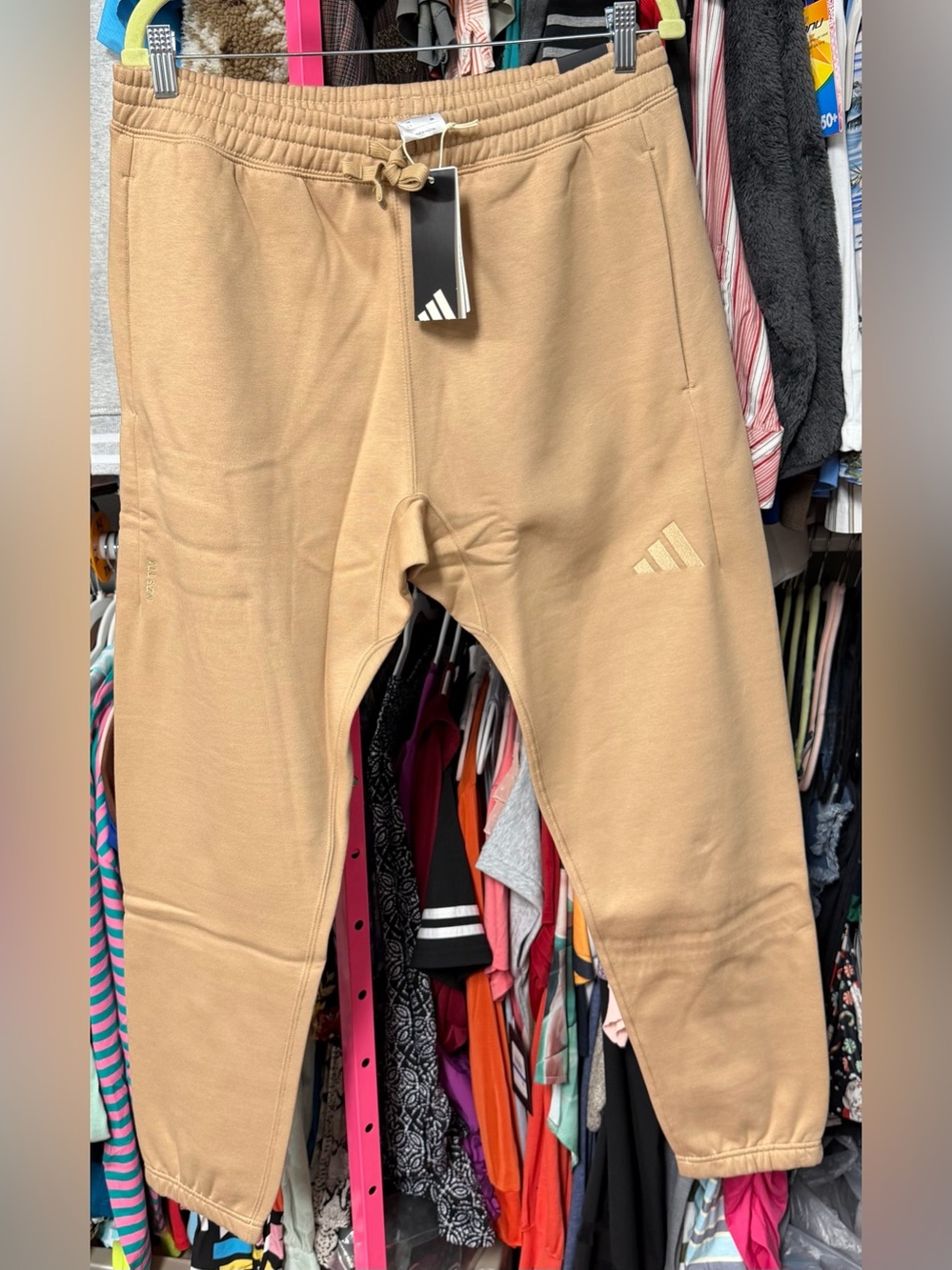 Adidas All SZN men’s size Large Sweatpants Solid Sand Beige pants pockets $60